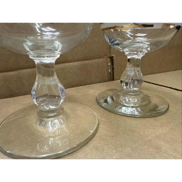 Libbey Frosted Gold Foliage 4 1/4" Vintage Sherbet Champagne Glasses Set Of 2 - Picture 7 of 8
